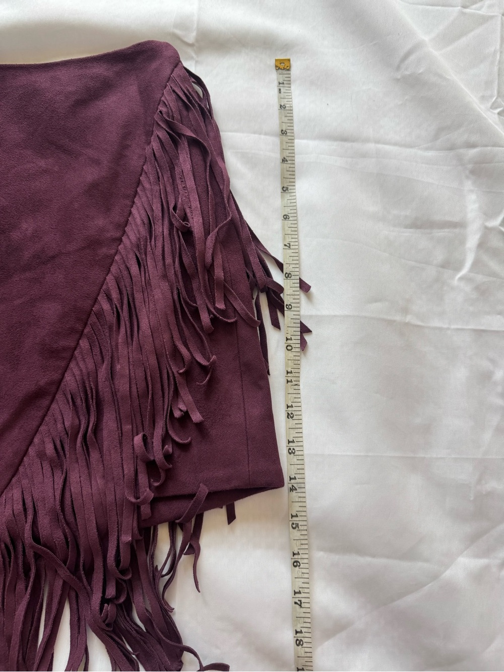 Express Burgundy Asymmetrical Fringe Skirt - Picture 4 of 10